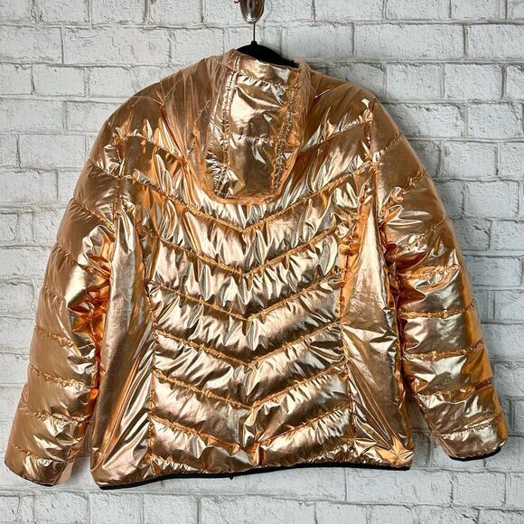 Spyder Coat Alyce Puffer Jacket Thermaweb Metallic Hooded Outdoor Rose Gold L - Picture 2 of 13